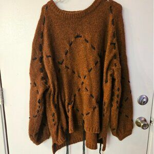 Allison Cozy Brown Sweater with Black String Accents